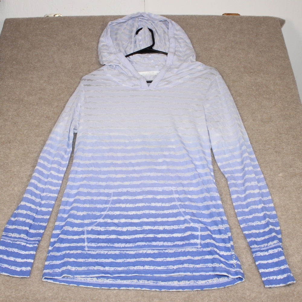 Calvin Klein Performance Blue Ombre Stripe Burnout Hoodie Small